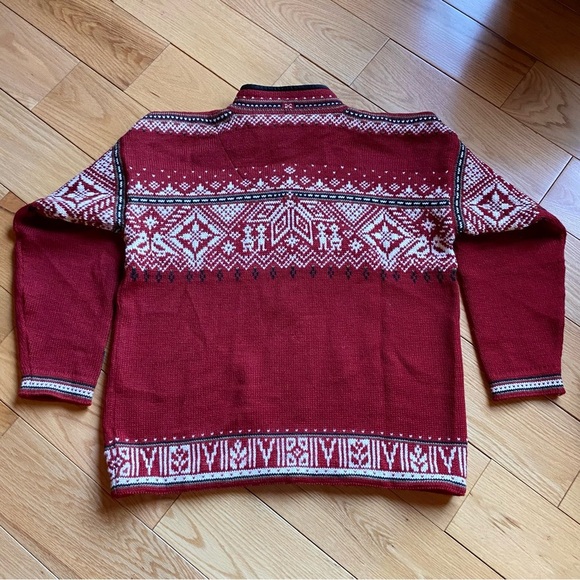 Vintage Dale of Norway Sport Solferino Wool Sweater Red Cross Zip Nordic Ski Vtg - Picture 6 of 12